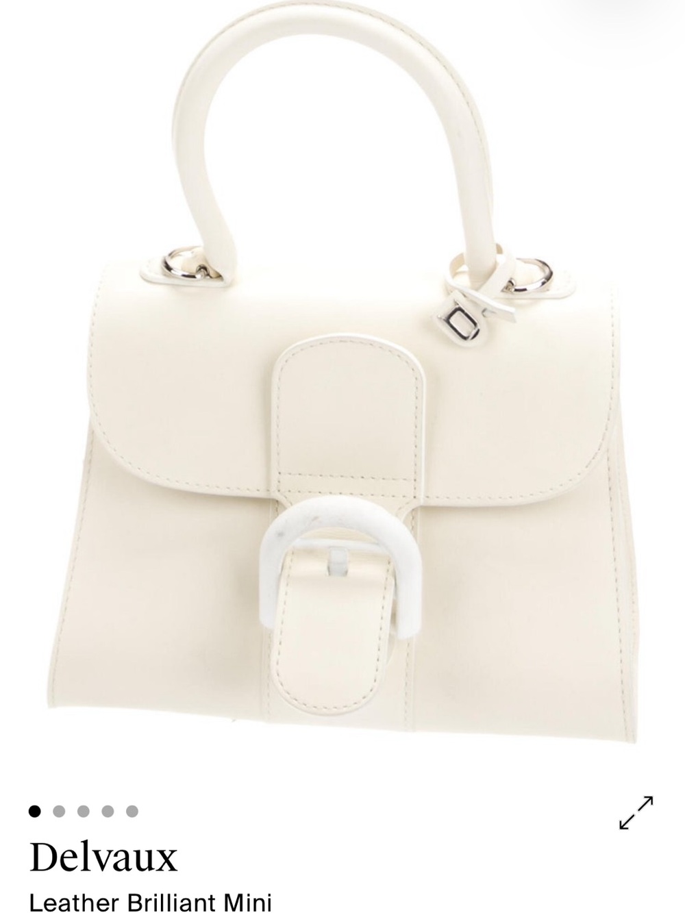 Delvaux Brilliant Mini White Leather Top Handle Shoulder Bag